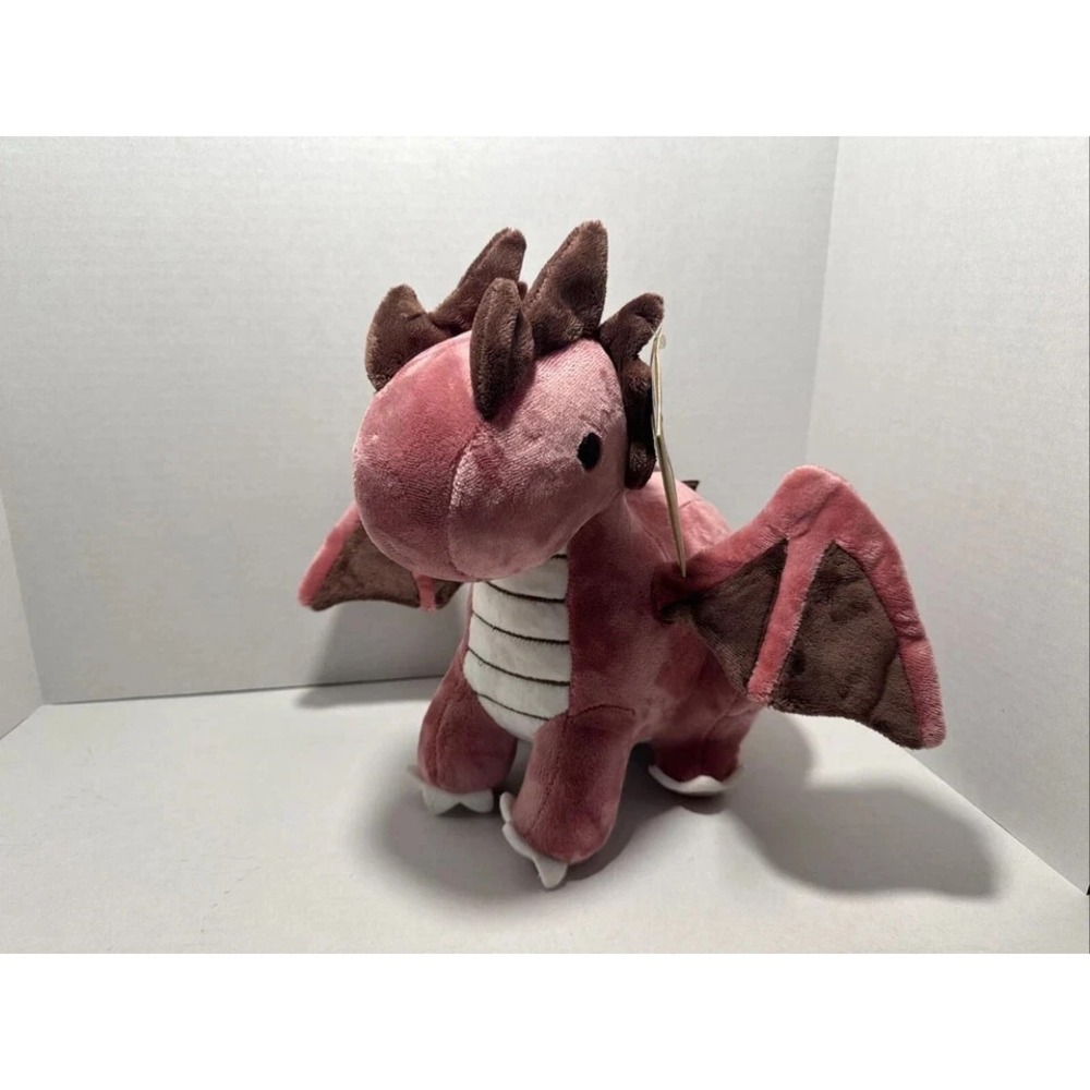 Bellzi Draggi Red Dragon Plush Toy 6" Kawaii Stuffed Animal in Mauve White Brown